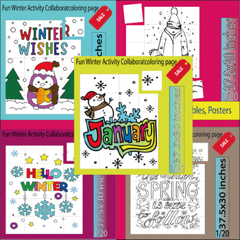 Preview of Fun Winter Activity| Collaborative Classroom Door Decoration Poster |Bundle