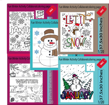 Preview of Fun Winter Activity| Collaborative Classroom Door Decoration Poster |Bundle