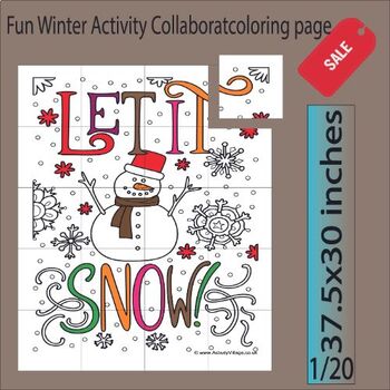 Preview of Fun Winter Activity| Snowman Collaborative Classroom Door Decoration Poster