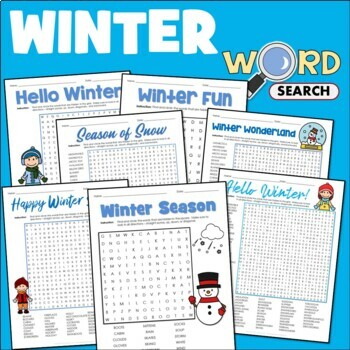 Preview of Fun Winter Break Word Work, Find / Search Puzzle Vocabulary Activity Worksheets