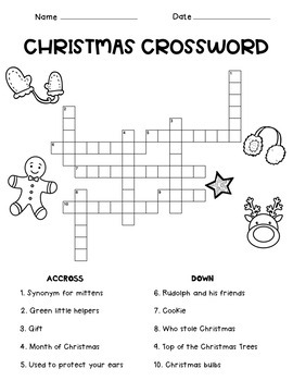Fun Winter & Christmas Crossword Puzzle Coloring Pages | TPT