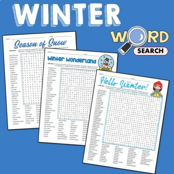 Preview of Fun Winter Word Search / Find Hard Puzzle January Activity Vocabulary Worksheet