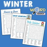 Fun Winter Word Search / Find Hard Puzzle January Activity