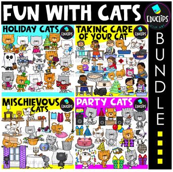 Preview of Fun With Cats Clip Art Bundle {Educlips Clipart}