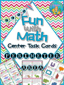 Preview of Fun With Math Center Task Cards Perimeter and Area Common Core Inspired