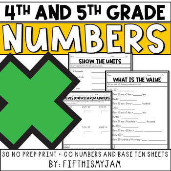 Preview of NO PREP Math Base Ten Upper Elementary Worksheets | Digital Included
