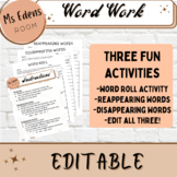 Fun Word Work Activity Spelling Sight Words Vocab Editable 