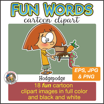 Preview of Fun Words Cartoon Clipart for ESL and all grades