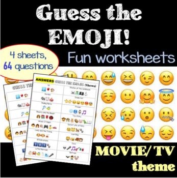 Preview of Fun Worksheets- Guess the Emojis | MOVIE THEME (64 puzzles)
