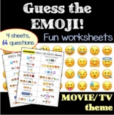 Fun Worksheets- Guess the Emojis | MOVIE THEME (64 puzzles)