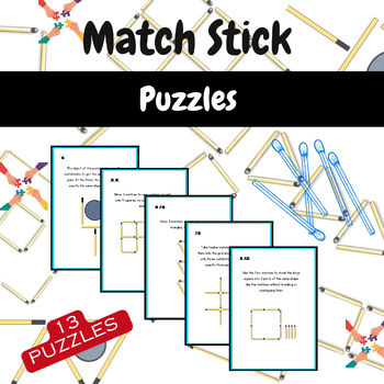 Preview of Fun Worksheets, Logic, Brain Teasers, Distance Learning, Matchstick Puzzles