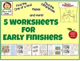 Fun Worksheets for Early Finishers or for Centers