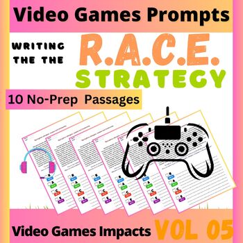 Preview of Fun Writing Activities Printable Video Game Writing Prompts with RACE organizer