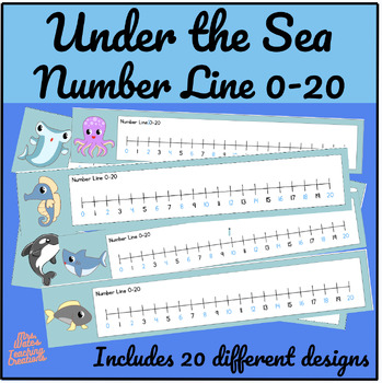 Preview of Number Lines 0 to 20 Printable Desk Tags - Ocean Theme Printable Math Tools