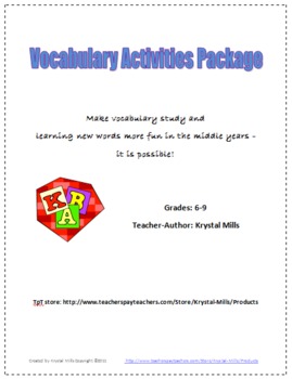 Preview of Fun and Engaging Vocabulary Activities for Grades 6 - 9