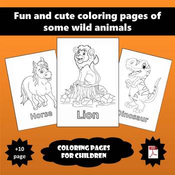 Preview of Fun and cute coloring pages of some wild animals