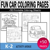 Fun car coloring pages: +50 Printable Coloring Sheets