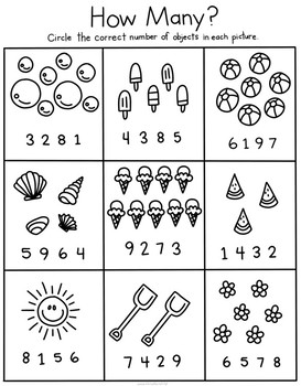 fun counting summer themed worksheet how many tpt