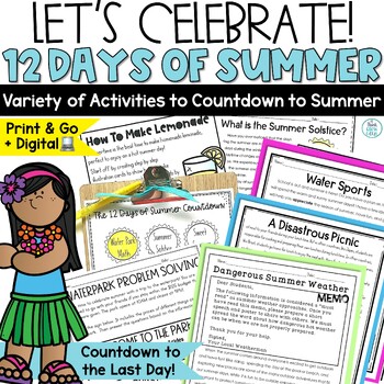 Preview of End of the Year Countdown to Summer Activity Packet Reading Comprehension Math