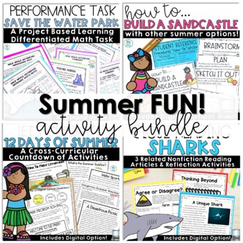 Preview of End of the Year Countdown Activity Beach Day Reading Writing Math 3rd 4th Grade