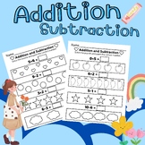 Fun game Addition and Subtraction worksheet combine with c