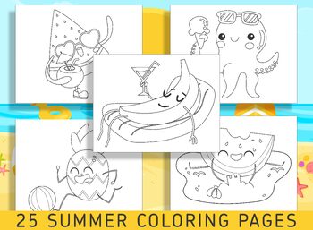 Preview of Fun in the Sun: 25 Summer Coloring Sheets for Preschool and Kindergarten