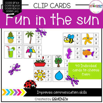 Preview of Summer Beginning Sounds Practice Clip Cards