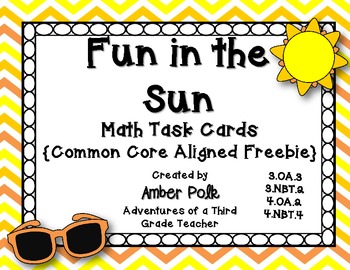 Preview of Fun in the Sun Math Task Cards {Common Core Freebie}