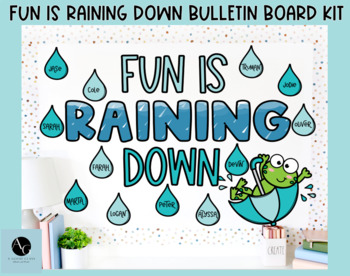 Preview of Fun is Raining Down- Spring and April Rain Bulletin Board and Door Kit