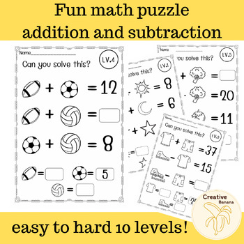 Preview of Fun math puzzle with picture , addition and subtraction
