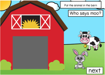 Fun on the Farm | Boom Cards | Following Directions | Speech Therapy