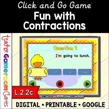 Preview of Fun with Contractions Powerpoint Game - Contractions Activities - Grammar Games