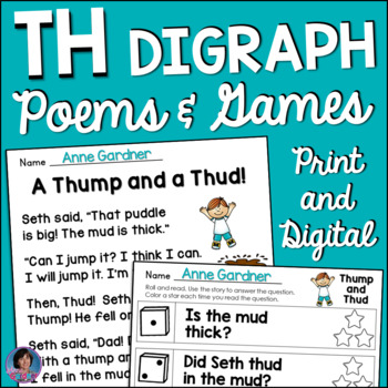 Preview of TH Digraph Poems & Games: Science of Reading Decodable Comprehension Passages