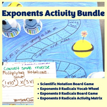 Preview of Exponents Activities Bundle – 8th Grade PBL with Math