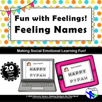 Preview of Fun with Feelings: Feeling Names *Distance Learning* Boom Cards