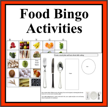 Preview of Food Bingo Game and Activities- Cooking with Kids