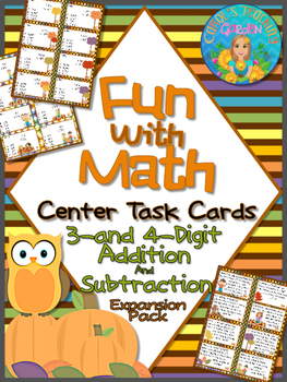 Preview of Fun with Math 3-4 Digit Addition and Subtraction Task Cards Common Core Inspired