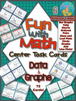 Preview of Fun with Math Data and Graphs Center Task Cards Common Core Inspired