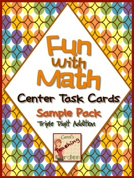 Preview of Fun with Math Triple Digit Addition Center Task Cards Common Core Inspired