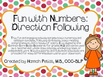 Preview of Fun with Numbers: Direction Following **Aligned to CCSS**