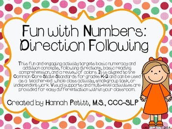 Preview of Fun with Numbers: Direction Following (SPANISH) **Aligned to CCSS**