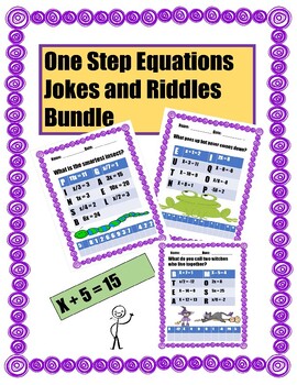 Preview of Fun with One Step Equations Jokes and Riddles Worksheets/Activities Packet