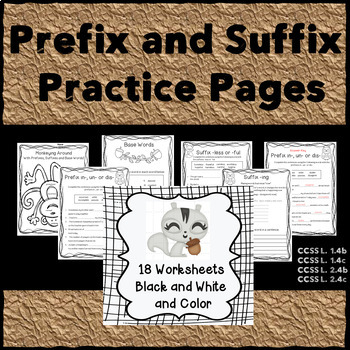 Preview of Prefixes and Suffixes- Print and Go Worksheets!