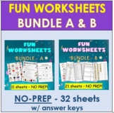 Fun worksheets BUNDLE A and B - 11 activities (32 sheets)