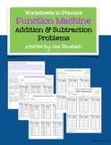 Function Machine (Addition and Subtraction problems) Worksheets