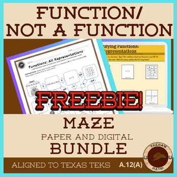 Preview of Function/Not a Function Maze Bundle-Freebie(Paper/Digital)