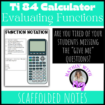 Preview of Ti-84 (All Series) Calculator Notes | Algebra 1 | Function Notation | TEKS A.12B