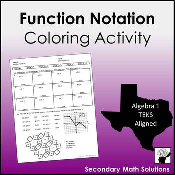 Preview of Function Notation Coloring Activity