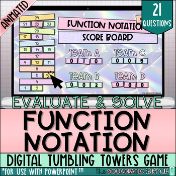 Preview of Function Notation (Evaluate & Solve) - Tumbling Towers Game PowerPoint Activity