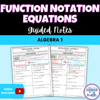 Preview of Function Notation Evaluating Functions Equations Guided Notes Lesson Algebra 1